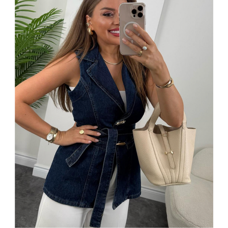 Gilet jean avec deux boutons