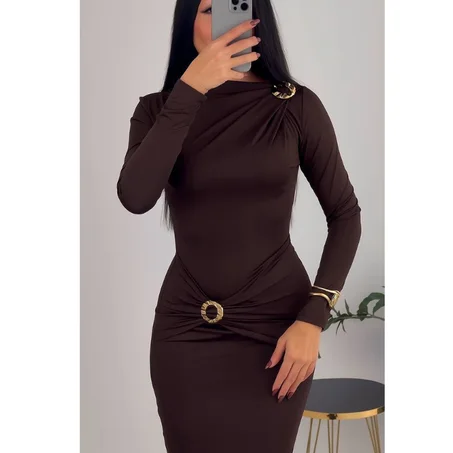 Robe midi classy detail bijou a la taille