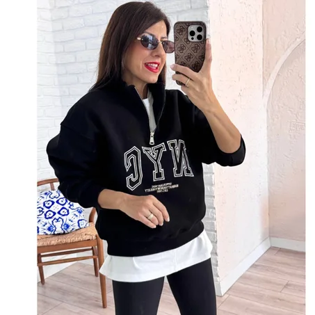 Sweat Oversize NYC – Col Zippé & Style Urbain