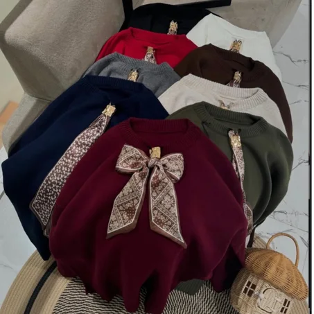 Pull Chic avec Nœud Décoratif