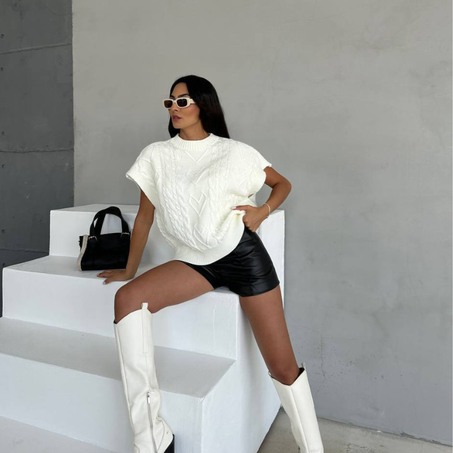 Pull Blanc en tricot