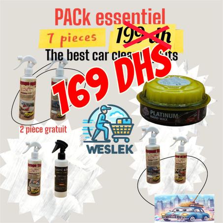 Pack Essentiel 7 Produits de nettoyage voiture + 3 Articles cadeaux