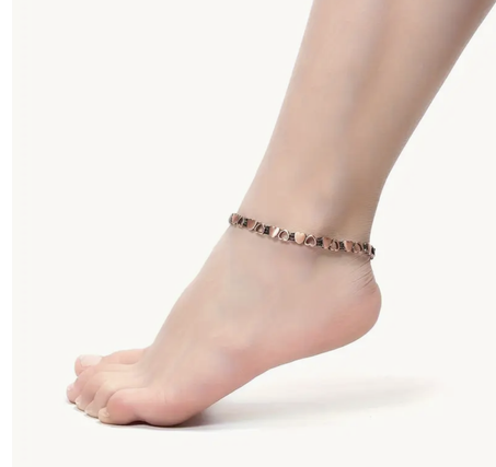 Choix Populaire] Chevillère Magnétique en Cuivre Ajustable avec Design Cœur Creux pour Femmes - Sans Allergie, Matériau Solide - Cadeau Idéal pour la Fête des Mères, Découpe, Outil de Taille,