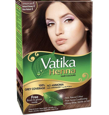 Coloration Henné Pour Cheveux Couleur Chatain- Vatika
