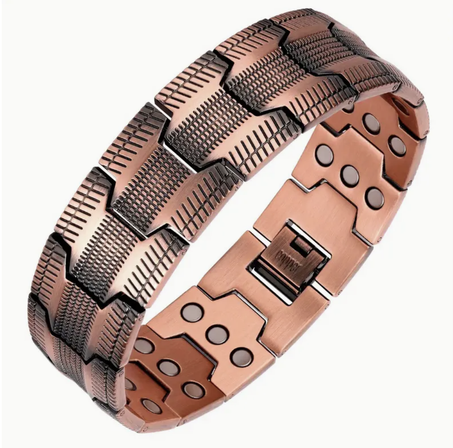 1pc Bracelet en cuivre pur pour hommes, bracelet magnétique, avec 3 rangées d'aimants en néodyme, longueur réglable, bijoux de Noël pour hommes, bracelets magnétiques pour cadeau de Noël