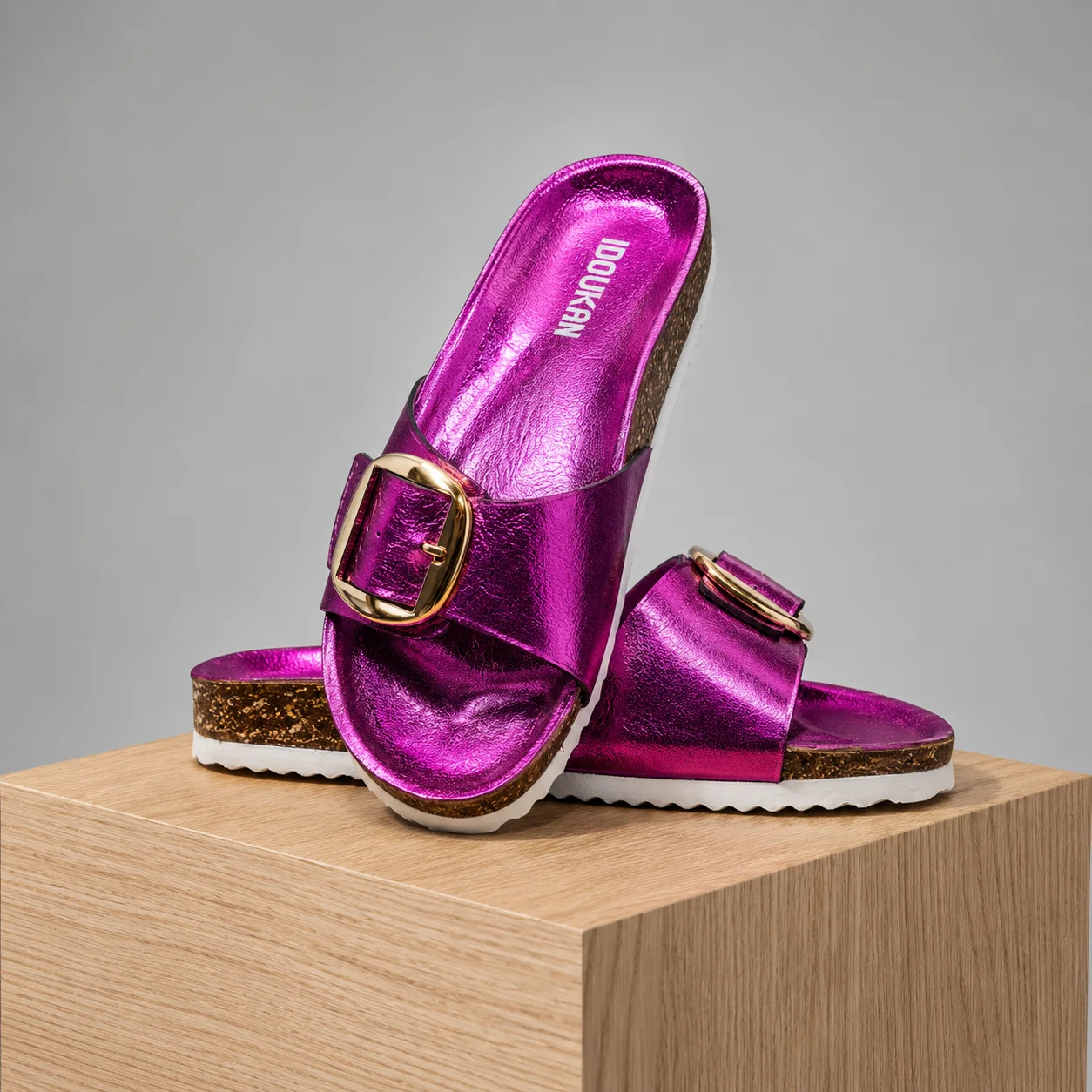 Sandales IDOUKAN Métalliques Fuchsia – Édition Premium