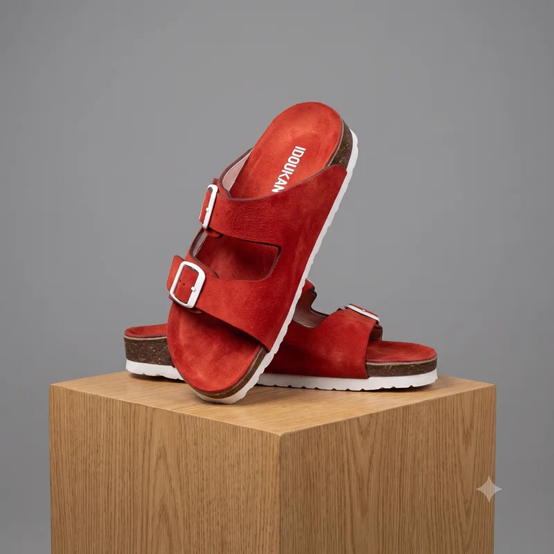 Sandales IDOUKAN Rouge Premium – Double Boucle & Semelle Anatomique