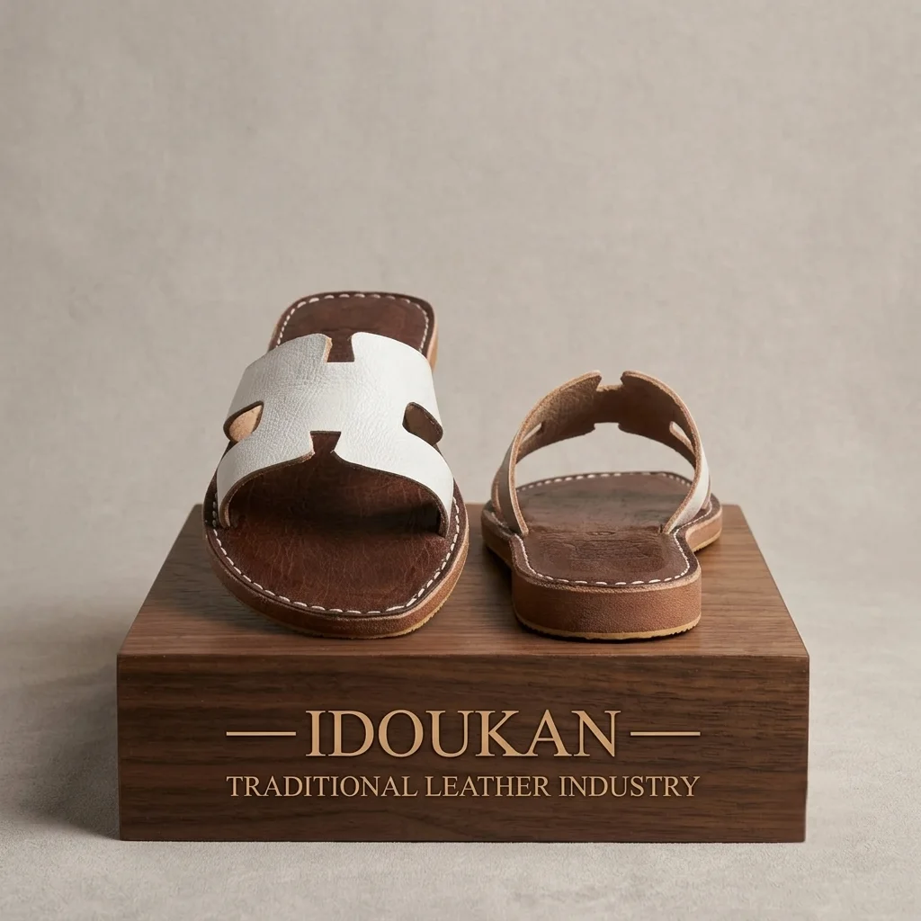 Sandales IDOUKAN en Cuir Blanc – Édition Artisanale Premium