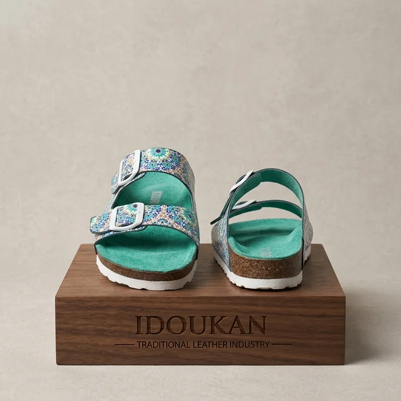 Sandales IDOUKAN Zellige Turquoise – Semelle Anatomique Confort