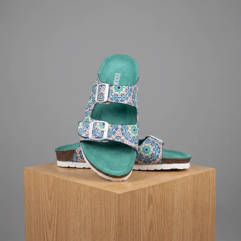 Sandales IDOUKAN Zellige Turquoise – Semelle Anatomique Confort
