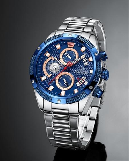 ORIGINAL NAVIFORCE 38 BLEU Montre À Quartz Pour Hommes Acier Inoxydable