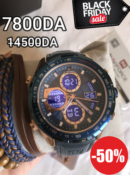 ORIGINAL NAVIFORCE Homme's Imperméable Cuir Digital analogique bronze