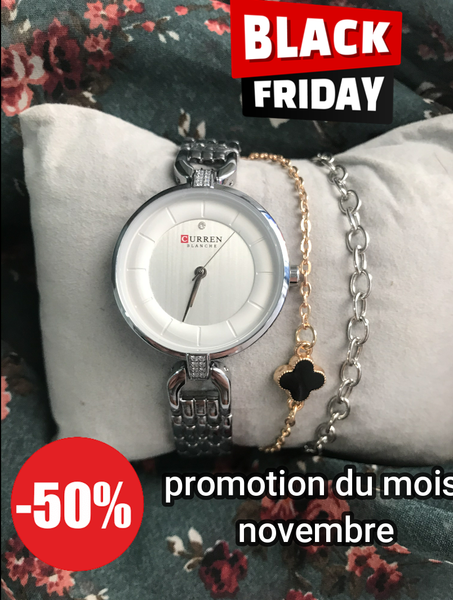 ORIGINAL Curren Montre Femme 9052 ARGENT BF54