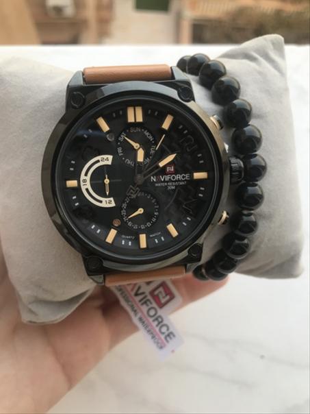 ORIGINAL NAVIFORCE Homme's Imperméable Cuir +bracelet