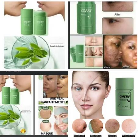 Masque facial au thé vert et à l'acné pour le nettoyage de la peau, soin hydratant et blanchissant
