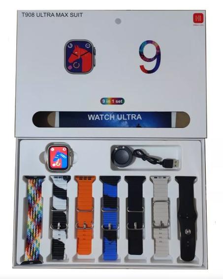 T908 ultra max costume montre intelligente ultra 8 9 montre intelligente t905 ultra max costume montre intelligente avec 7 sangles gratuites Reloj Inteligente