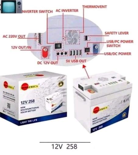 Batterie à Multiple Fonction 12volt 258watts Très Puissante, Capable de Remplacer L'électricité Pendant La coupure Dotée de 4 Ports USB Capable De Charger Votre Téléphone Avec un Port de Pris