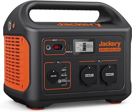 Jackery Station d'Énergie Portable Explorer 1000, Bloc-batterie Mobile au Lithium et Solaire de 1002Wh, Prises CA 230V/1000W