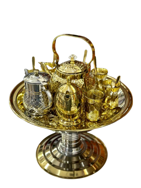 Théière Complet En Inox Et Bronze 7 Pièces
