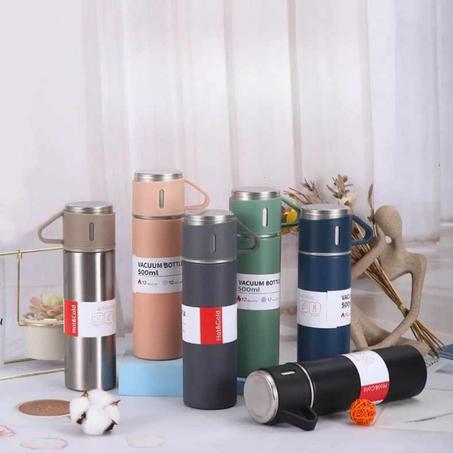 Ensemble Thermos - Mug Isotherme + 3 Tasses en Acier Inoxydable - Boisson chaude et froide