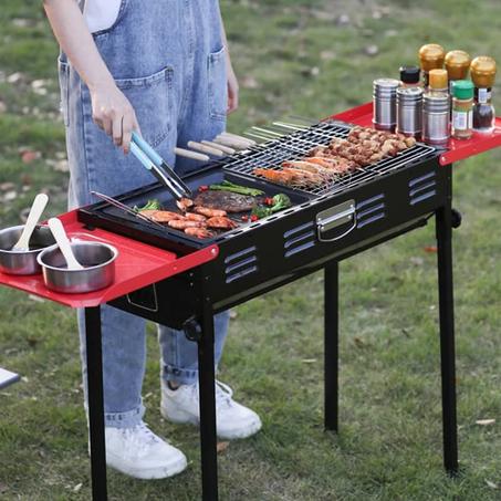 Grand Barbecue Portable en métal pliable en acier laminé à froid, Grill à charbon de bois, Camping voyage maison, four de fête