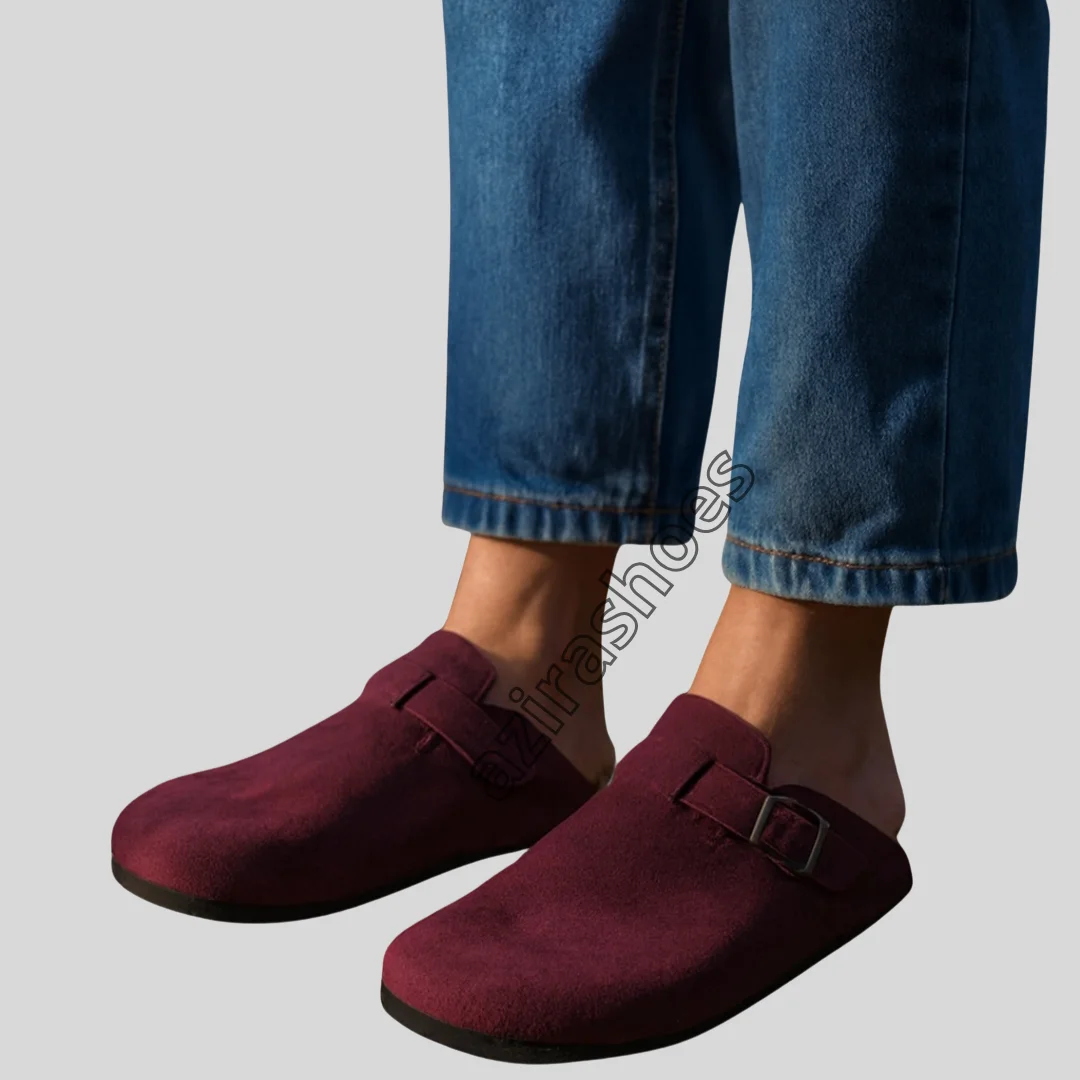 Sabot mules daim bordeaux