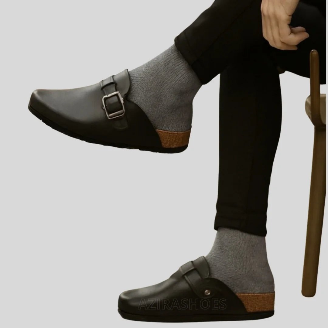 Sabot mules cuir noir