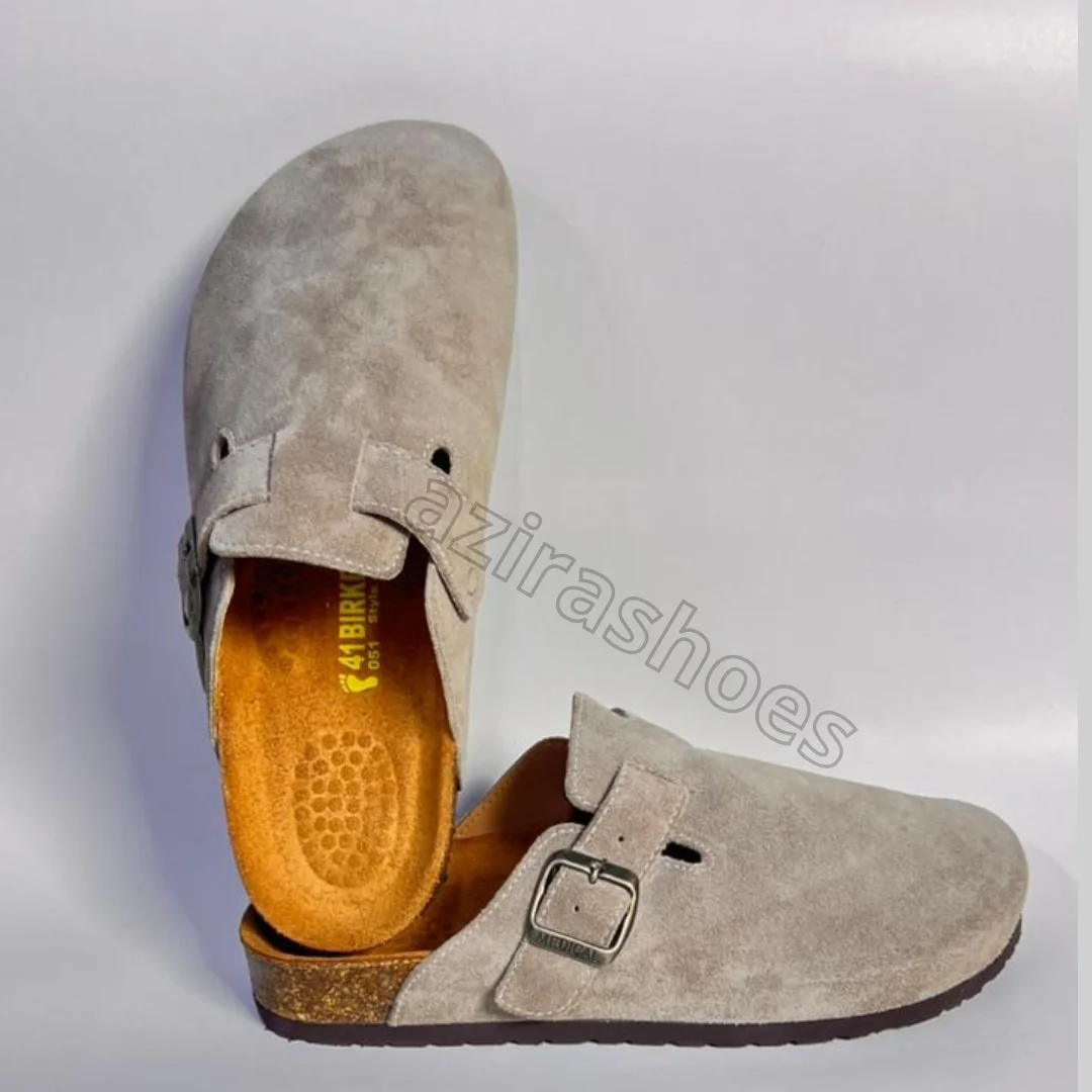 sabot mules daim gris cler