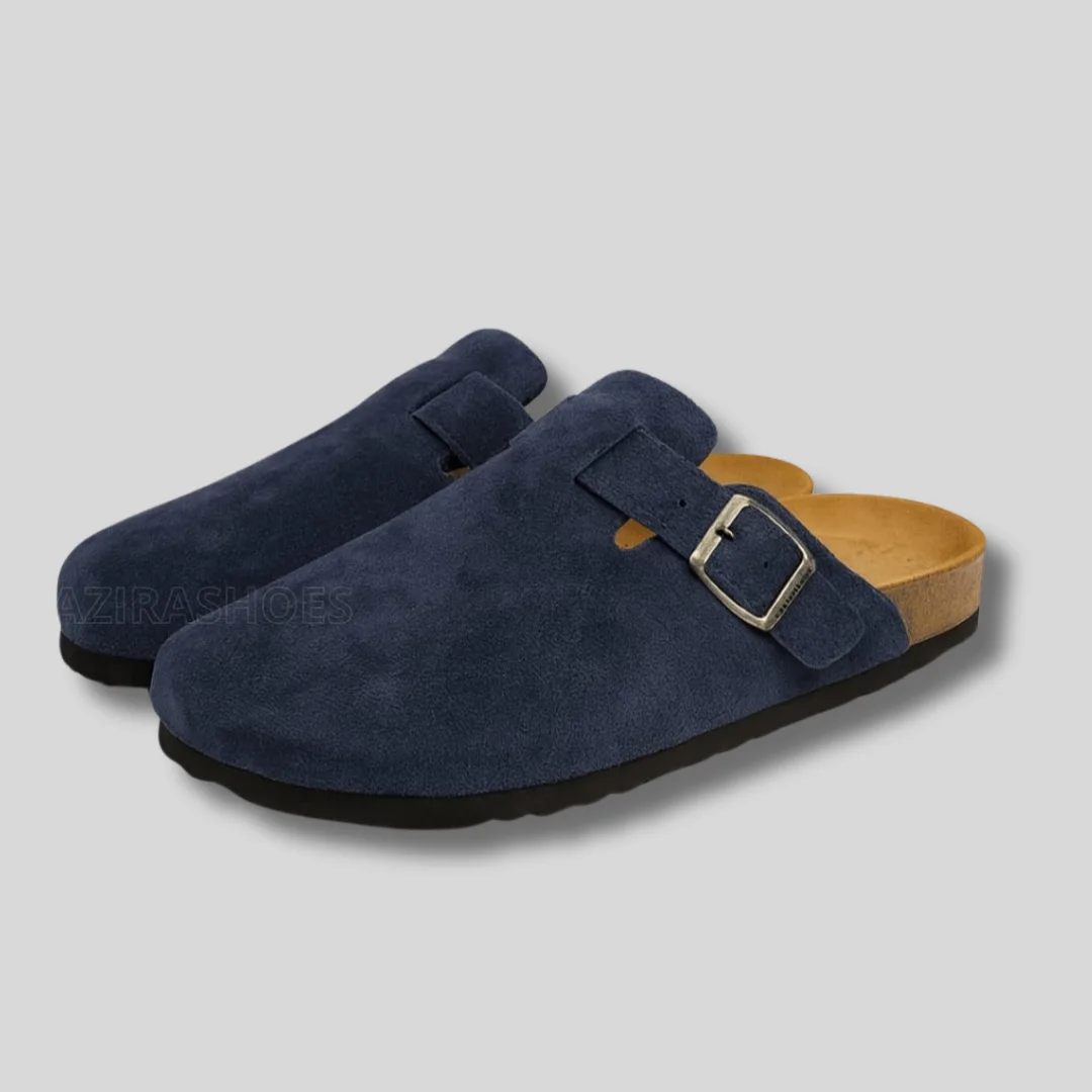 Sabot mules daim Blue marine