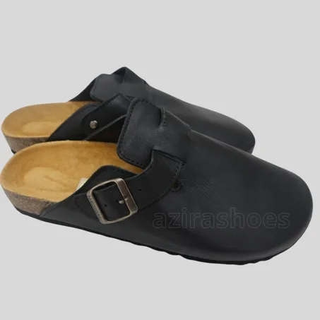 Sabot mules cuir noir
