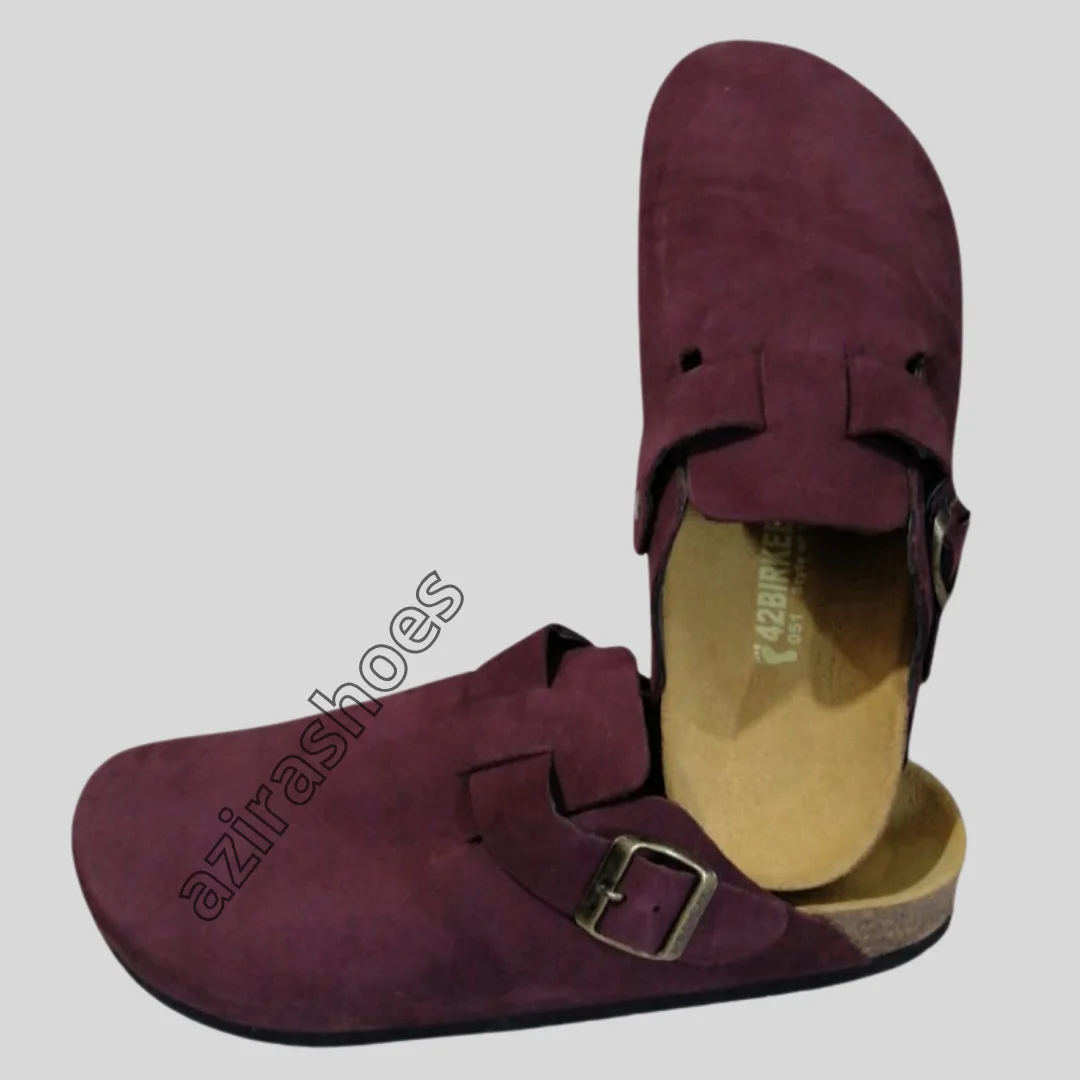 Sabot mules daim bordeaux