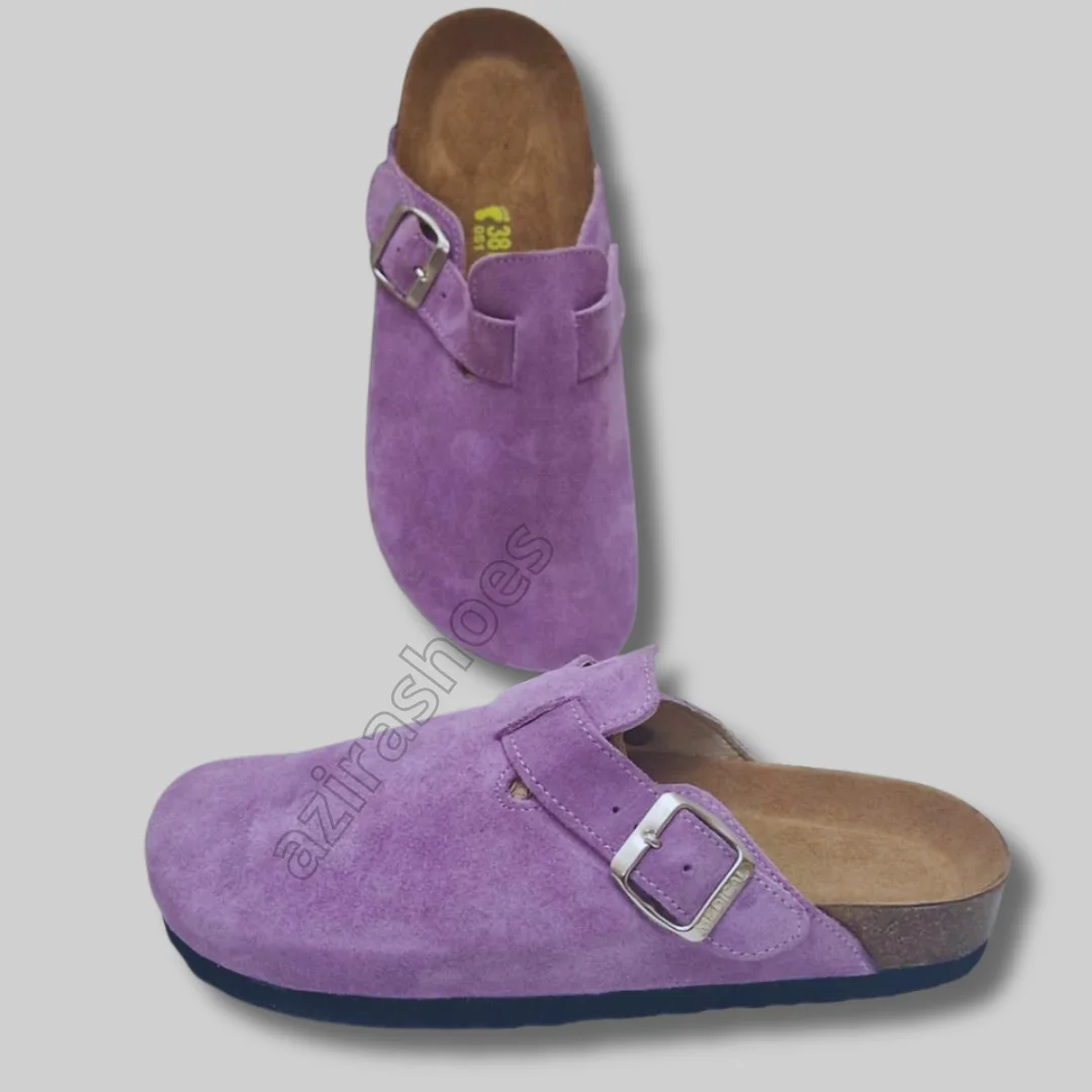 Sabot mules daim mauve