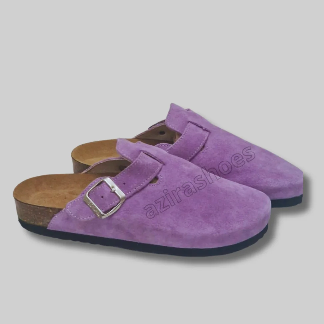 Sabot mules daim mauve