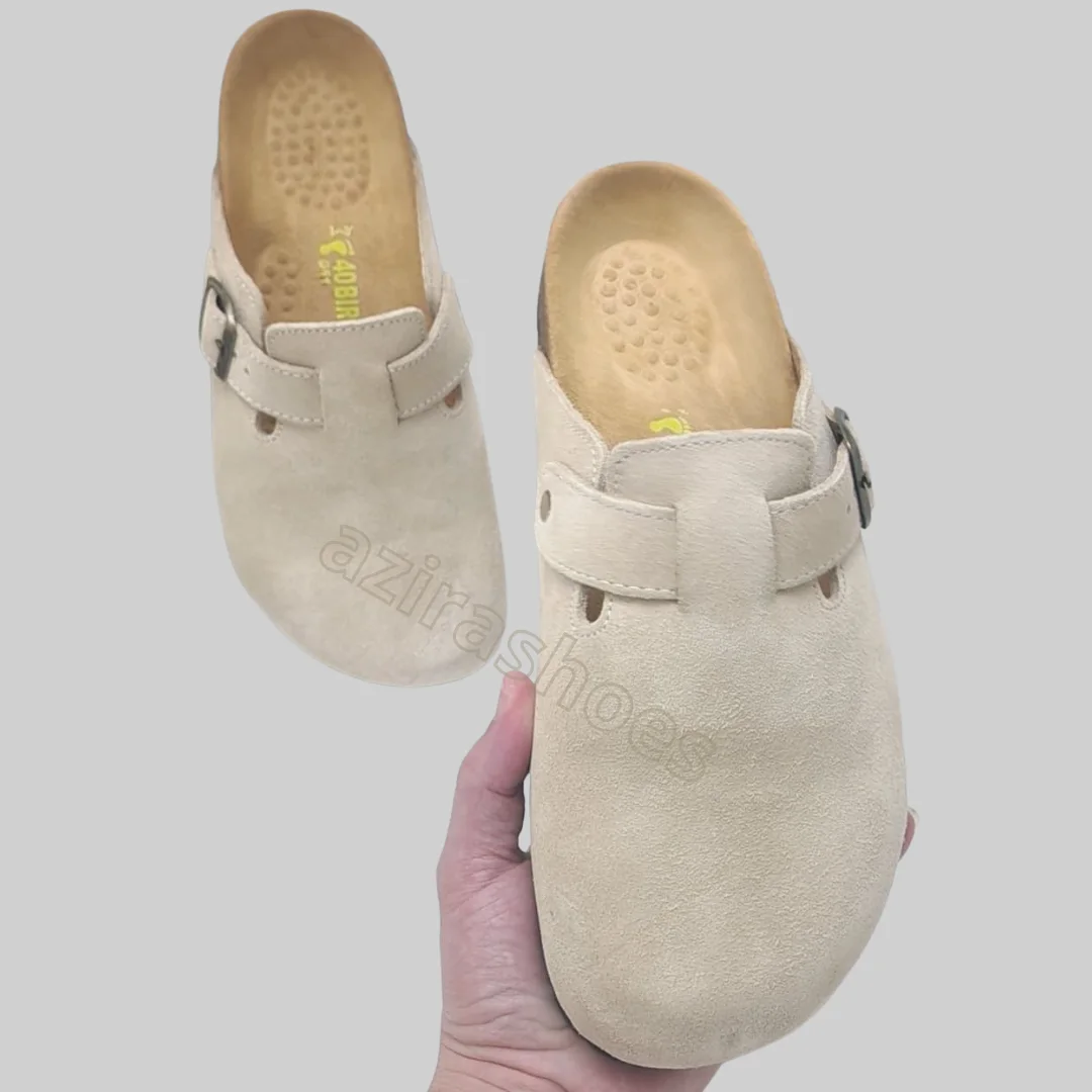 Sabot mules daim beige