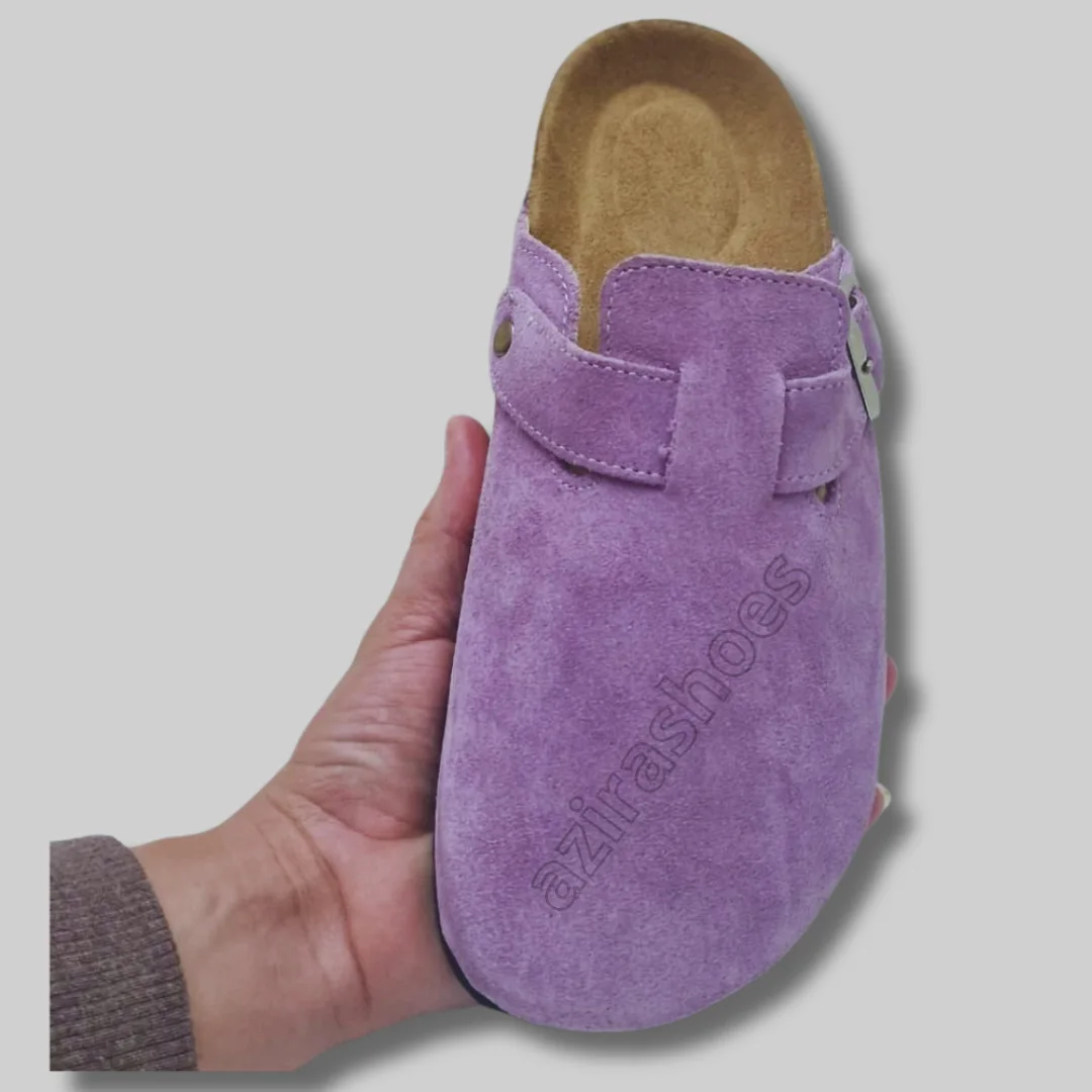 Sabot mules daim mauve