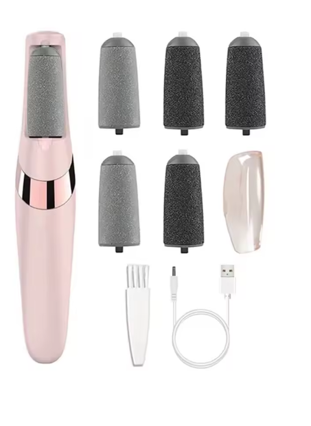 أداة إلكترونية لإزالة الأنسجة وطحن القدمين الكهربائية العلاجية باللون الوردي