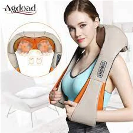 جهاز مساج للرقبة العميقة وجميع انحاء الجسم مزود بخاصية تدليك شياتسو للرقبة والظهر والكتف للاستخدام المنزلي والمكتب مع سلك الطاقة (بيج)