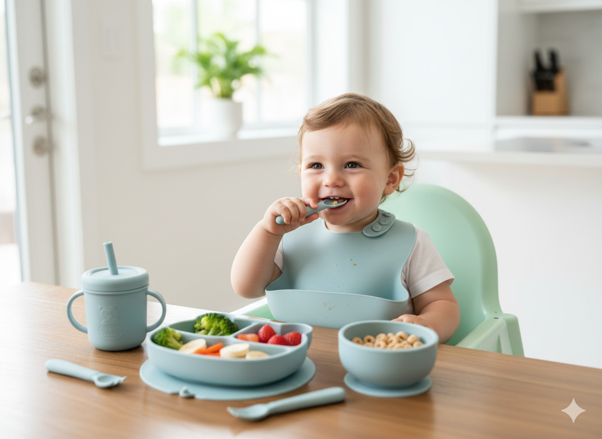 طقم أكل سيليكون للأطفال