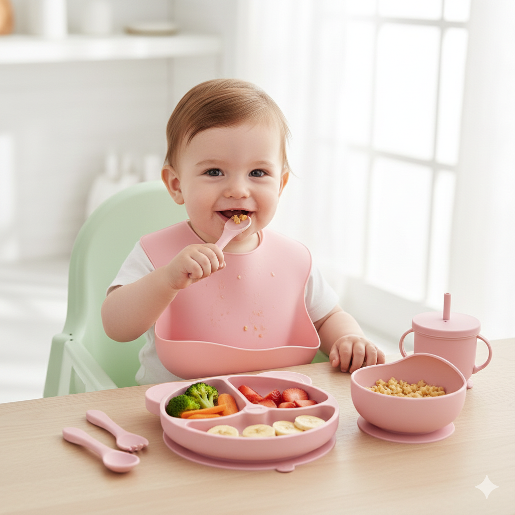 طقم أكل سيليكون للأطفال