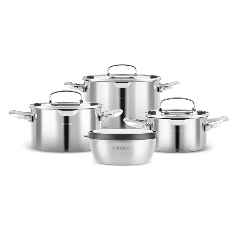 KARACA BATTERIE DE CUISINE BURGAZ 7 PIECES طقم مرامط اينوكس 18\10 من العلامة التركية كراجا 🇹🇷