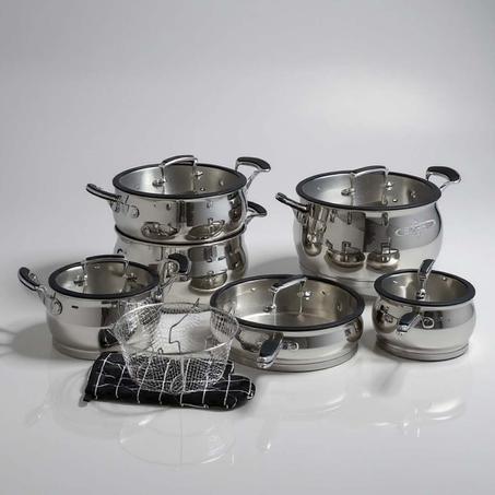 طقم المطبخ الفاخر من الإينوكس 18/10 – 12 قطعة كاملة