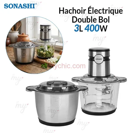 achoir Électrique Double Bol 3L 400W Avec Écran Tactile Sonashi SMC-25
