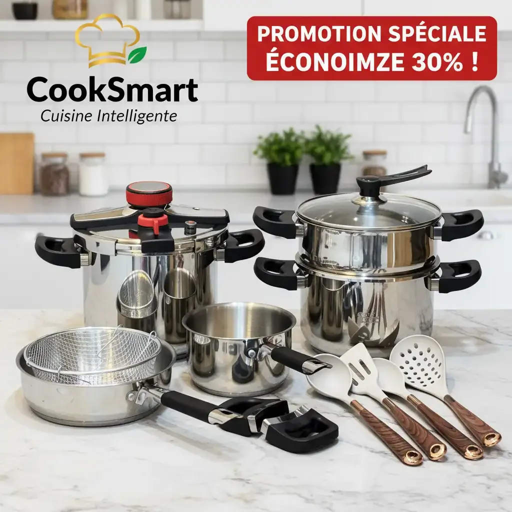 Série Cocotte 14 pcs en Inox inoxydable 18/10 طنجرة ضغط 14 قطع مصنوعة من الفولاذ المقاوم للصدأ