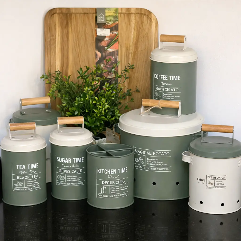 Ensemble de boites de rangement 7 PCS vert et blanc