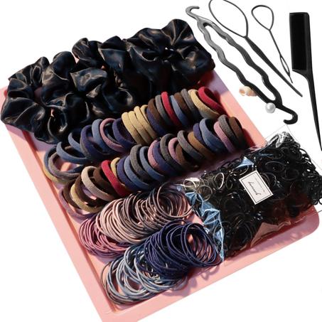 YANRONG - Juego de 755 accesorios para el cabello para mujer, coleteros sin costuras, gomas para el cabello, bandas elásticas para cabello grueso y rizado (mixto)