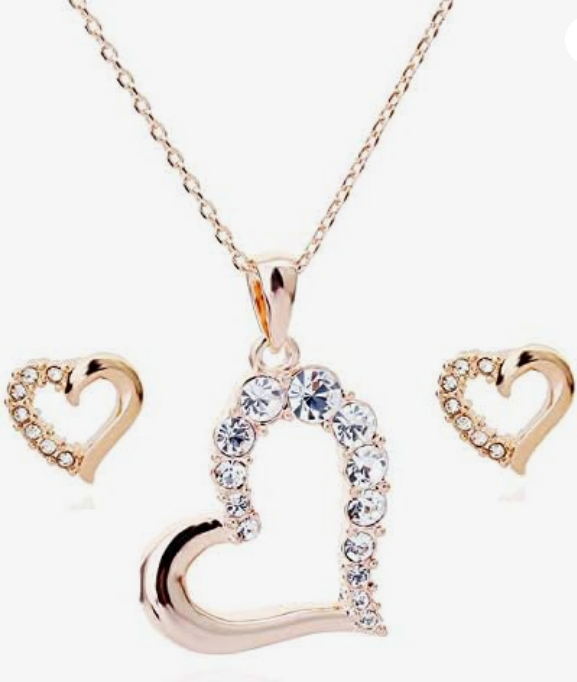 Fashion Heart & Necklace Gold