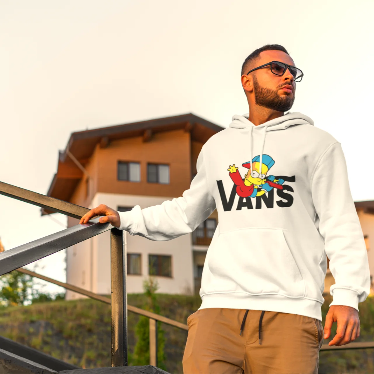 Bart Skatboard Hoodie (Blanc)
