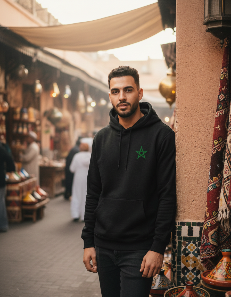 Hoodie Maroc CAN 2025 – Lion Fier & Étoile