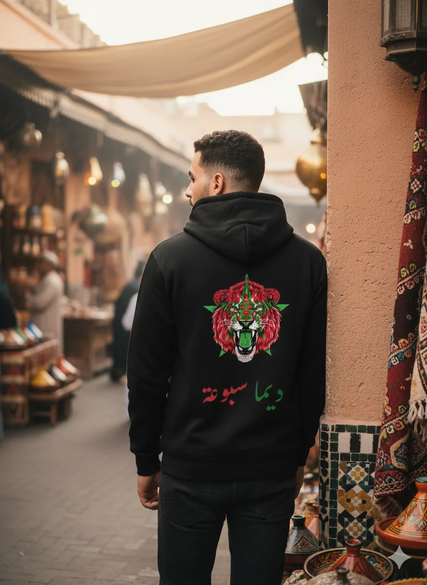 Hoodie Maroc CAN 2025 – Lion Fier & Étoile