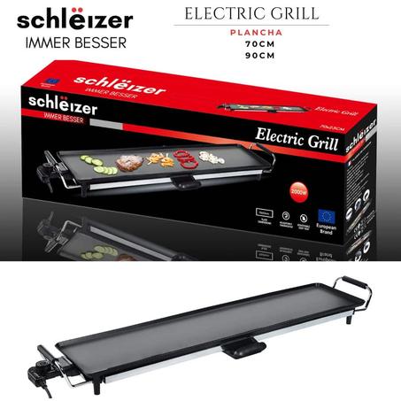 schlëizer Planche de Cuisson 90cm ou 70cm électrique barbecue avec surface antiadhésive